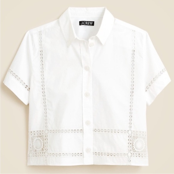 J Crew Top 2 Gamine Eyelet Trim Shirt White - Picture 5 of 9